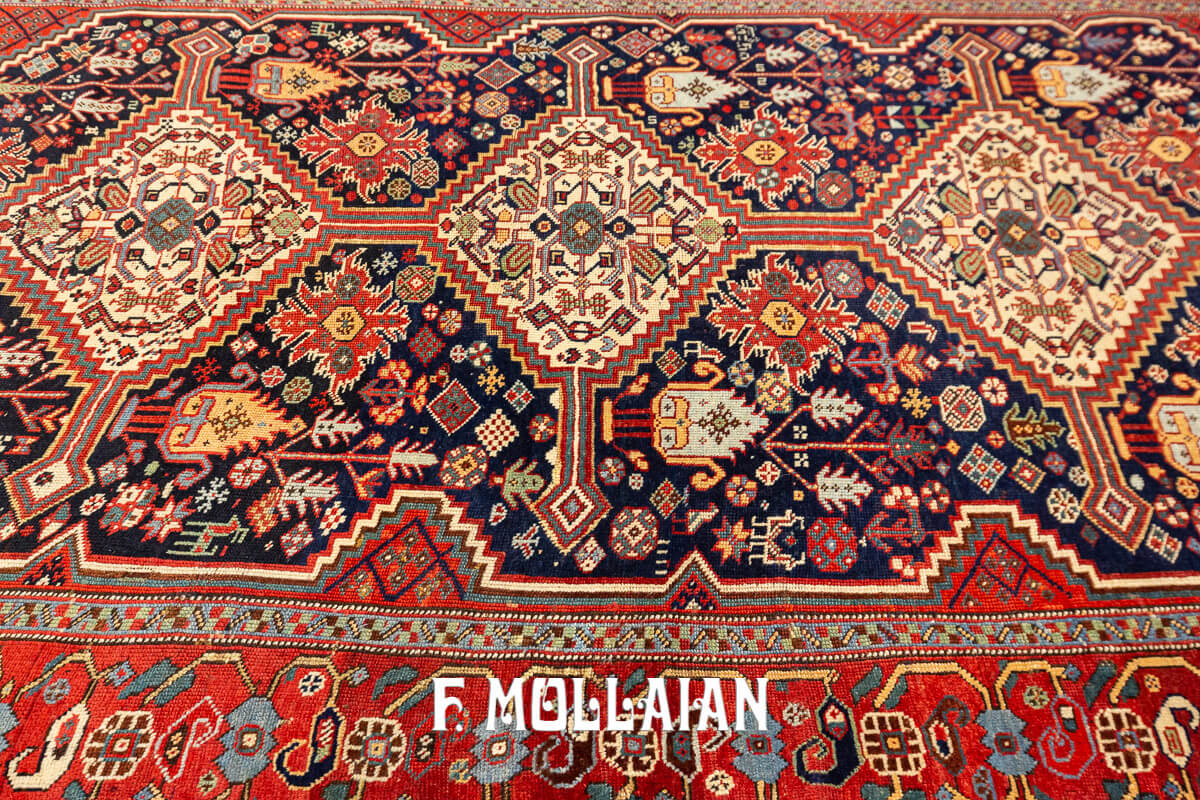 Persian Hand-knotted Antique Khamse Rug (214x134 cm)